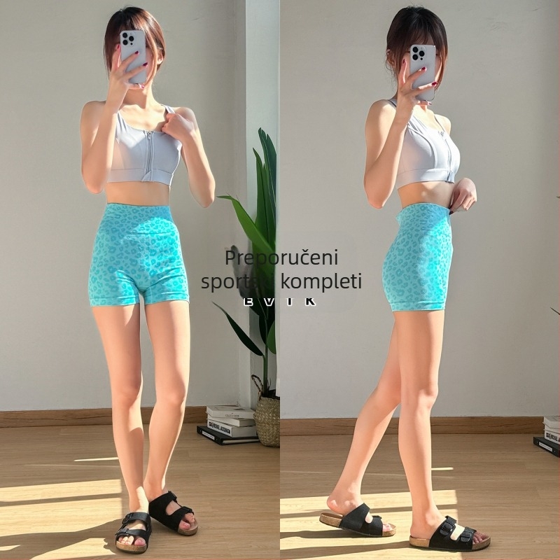 Ženski joga set s visokim strukom za podizanje bokova, bezrukavni top i kratke hlače
