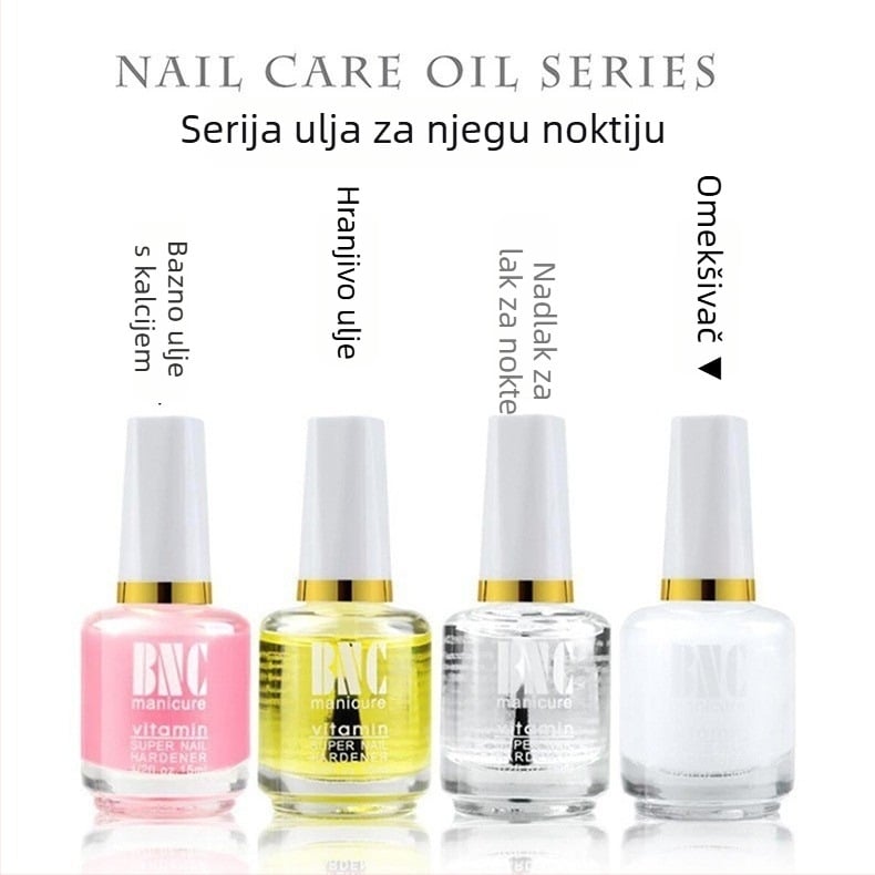 Serija ulja za njegu noktiju: bazno ulje obogaćeno kalcijem, hranjivo ulje, ulje sjaja za nokte, omekšivač, 15 ml