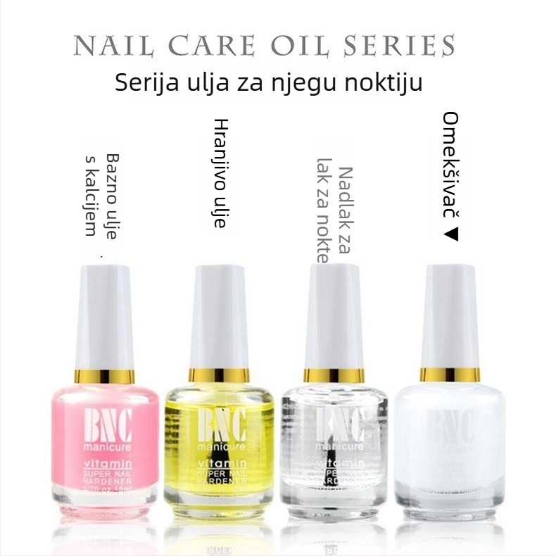 Serija ulja za njegu noktiju: bazno ulje obogaćeno kalcijem, hranjivo ulje, ulje sjaja za nokte, omekšivač, 15 ml