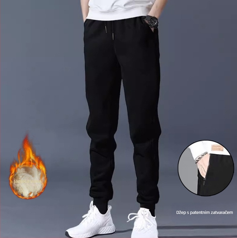 Duge hlače za tinejdžere dječake, zimske hlače s flecom, slim kroj, casual jogger stil