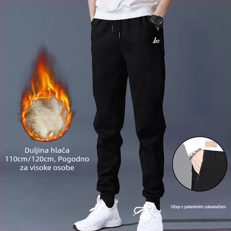 Duge hlače za tinejdžere dječake, zimske hlače s flecom, slim kroj, casual jogger stil