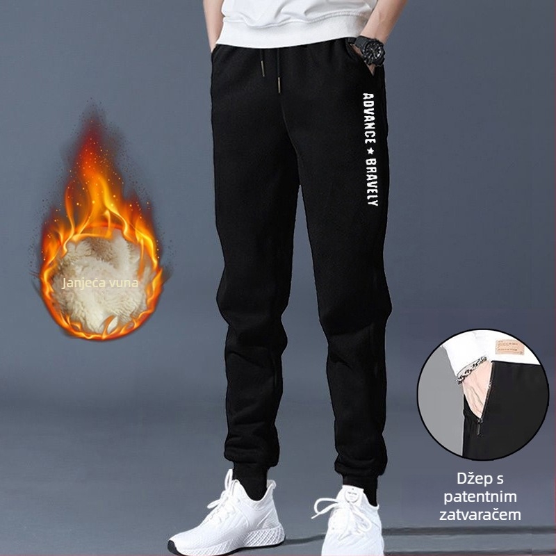 Duge hlače za tinejdžere dječake, zimske hlače s flecom, slim kroj, casual jogger stil