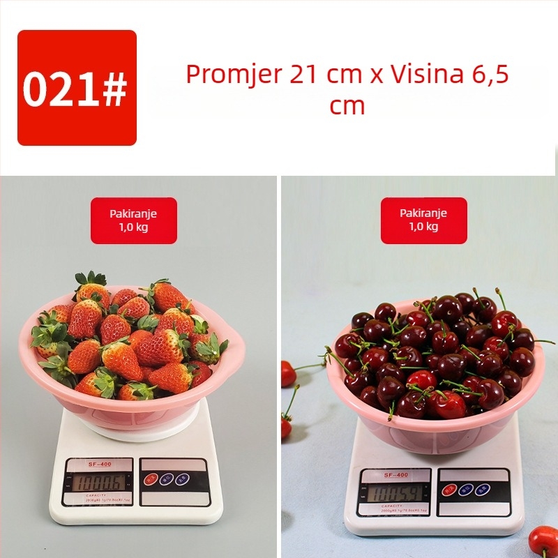 Plastična zdjela za branje jagoda, dostupna u veličinama 1 kg, 1,5 kg, 2 kg i 2,5 kg