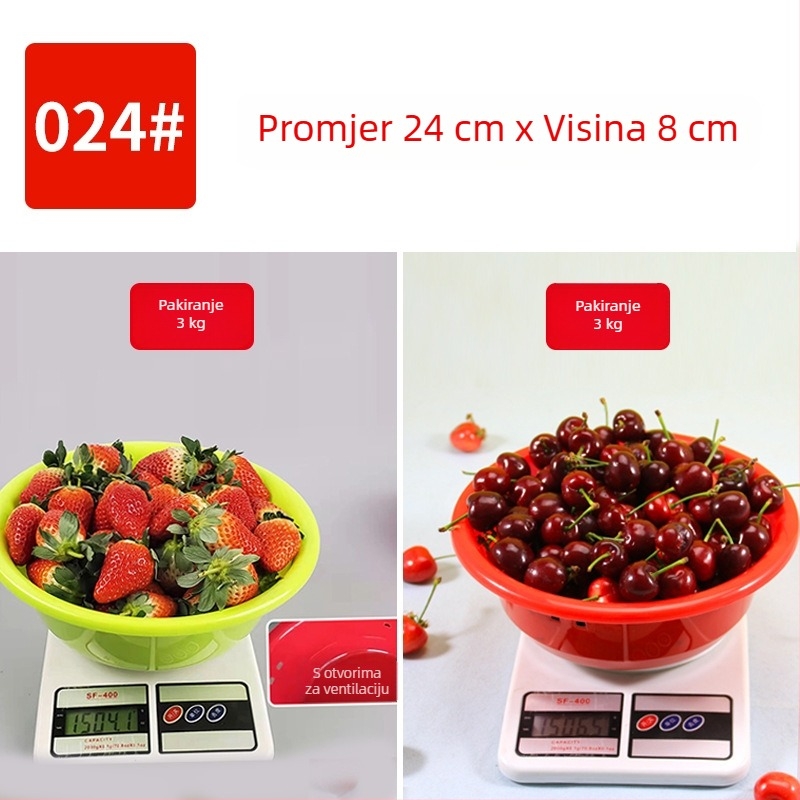 Plastična zdjela za branje jagoda, dostupna u veličinama 1 kg, 1,5 kg, 2 kg i 2,5 kg