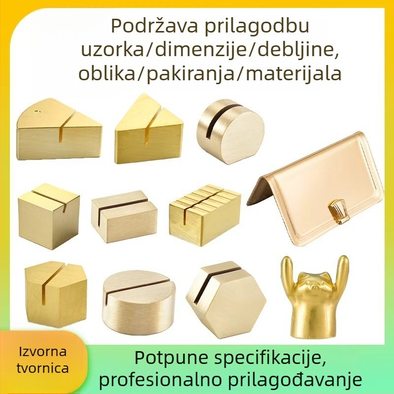 Na skladištu: podloga za kartice s graviranim logom od mesinga, držač za razglednice i fotografije, oznaka cijene