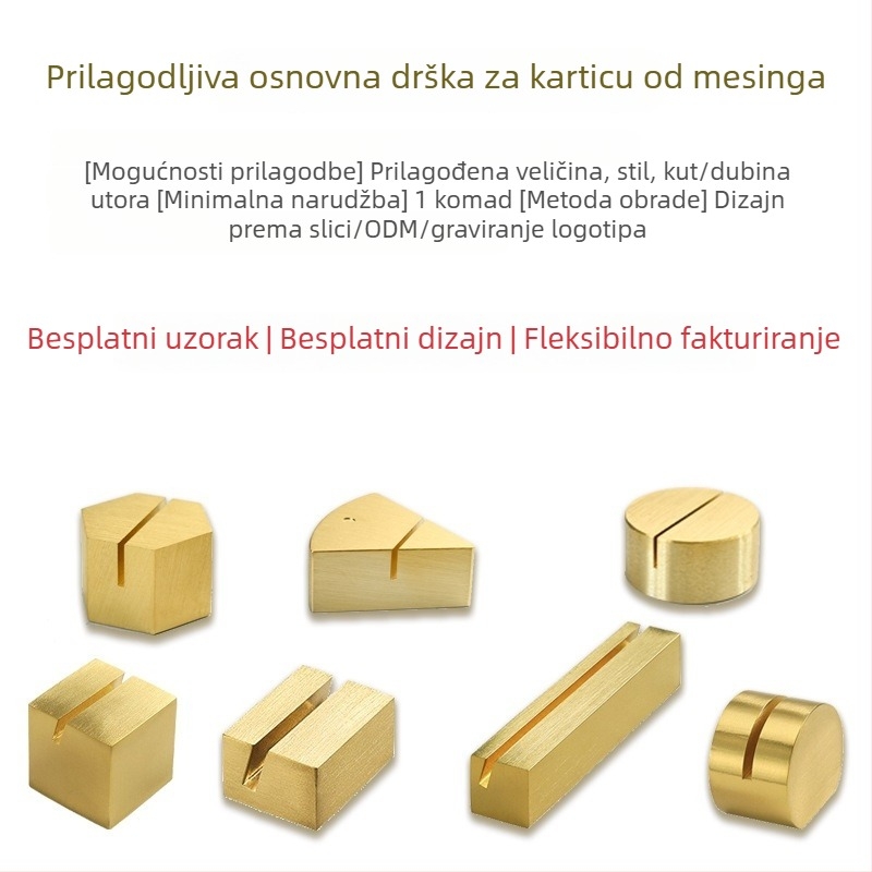 Na skladištu: podloga za kartice s graviranim logom od mesinga, držač za razglednice i fotografije, oznaka cijene