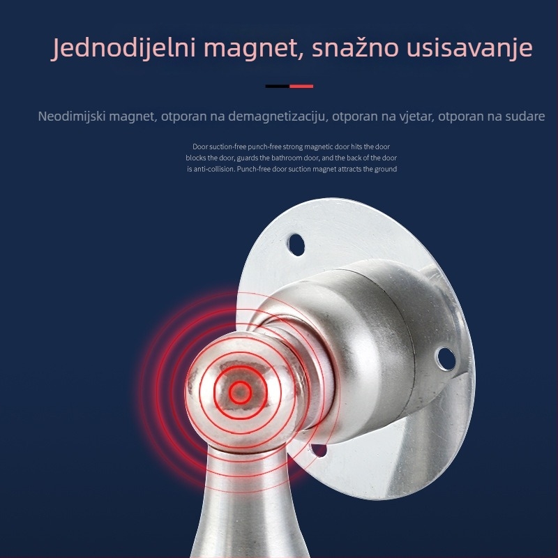 Magnetski držač vrata od nehrđajućeg čelika – montaža na zid bez bušenja, tiho djelovanje, za kupaonicu i spavaću sobu