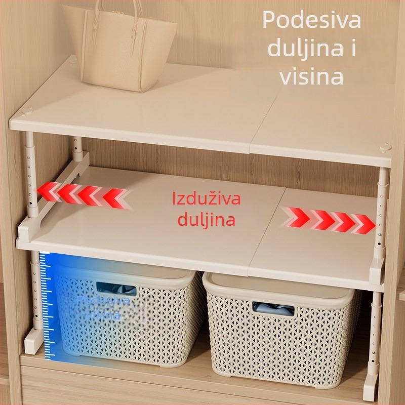 Nova garderoba s višeslojnim policama, pregrade za garderobu, proširive skladišne police, pregrade ormara, kuhinjski ormarići