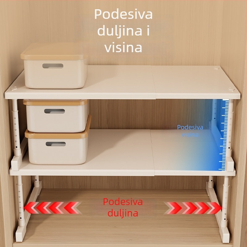 Nova garderoba s višeslojnim policama, pregrade za garderobu, proširive skladišne police, pregrade ormara, kuhinjski ormarići
