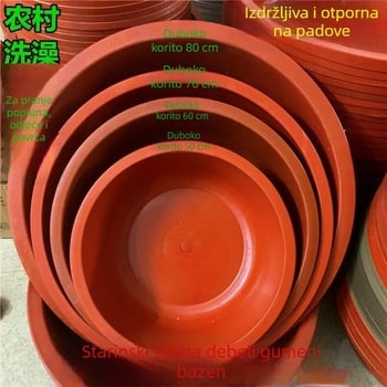 Jinwang prozirna debela gumena posuda, crvena - otporna na lom, za pranje rublja, kupanje i skladištenje vode.