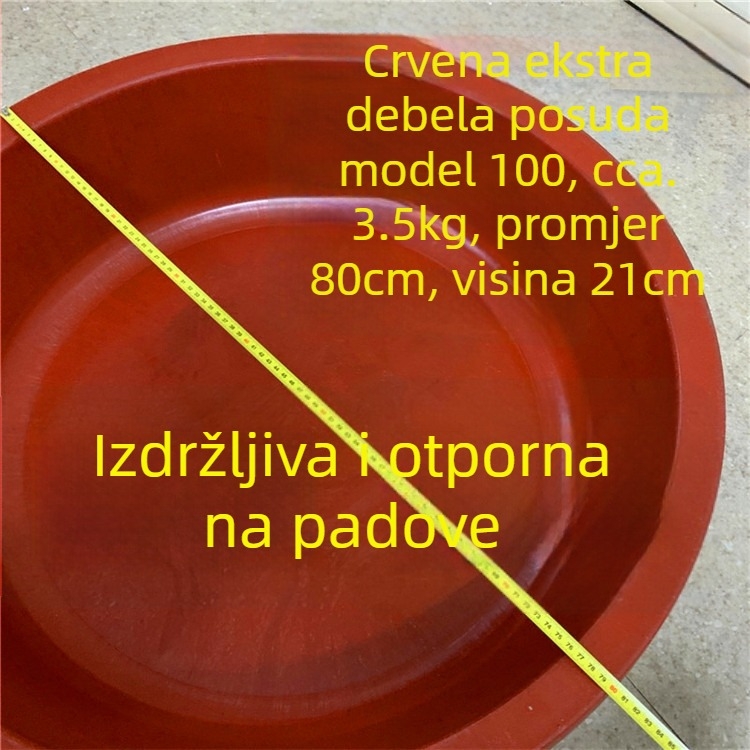 Jinwang prozirna debela gumena posuda, crvena - otporna na lom, za pranje rublja, kupanje i skladištenje vode.