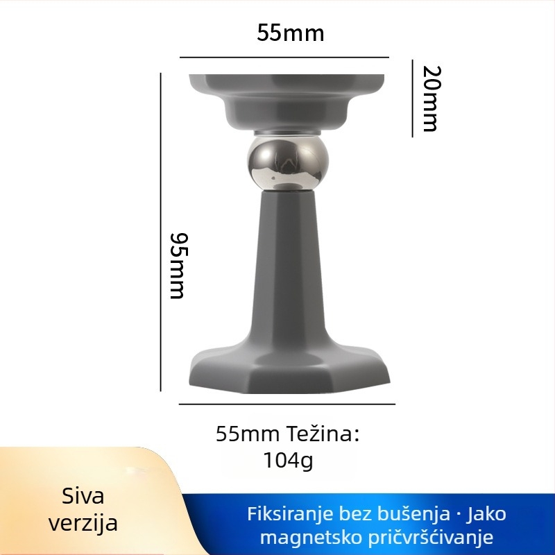 Magnetični držač vrata bez bušenja, sa silikonskom podlogom, skrivena ugradnja