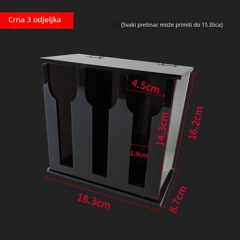 Prozirni akrilni organizator za žlice i pribor s poklopcem – odvodni stalak u kuhinji