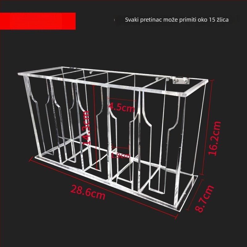 Prozirni akrilni organizator za žlice i pribor s poklopcem – odvodni stalak u kuhinji