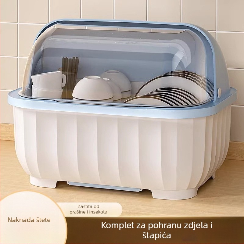 Happy Moon Kuhinjski stalak za posuđe s odvodom i kutija s poklopcem za zdjele i pribor