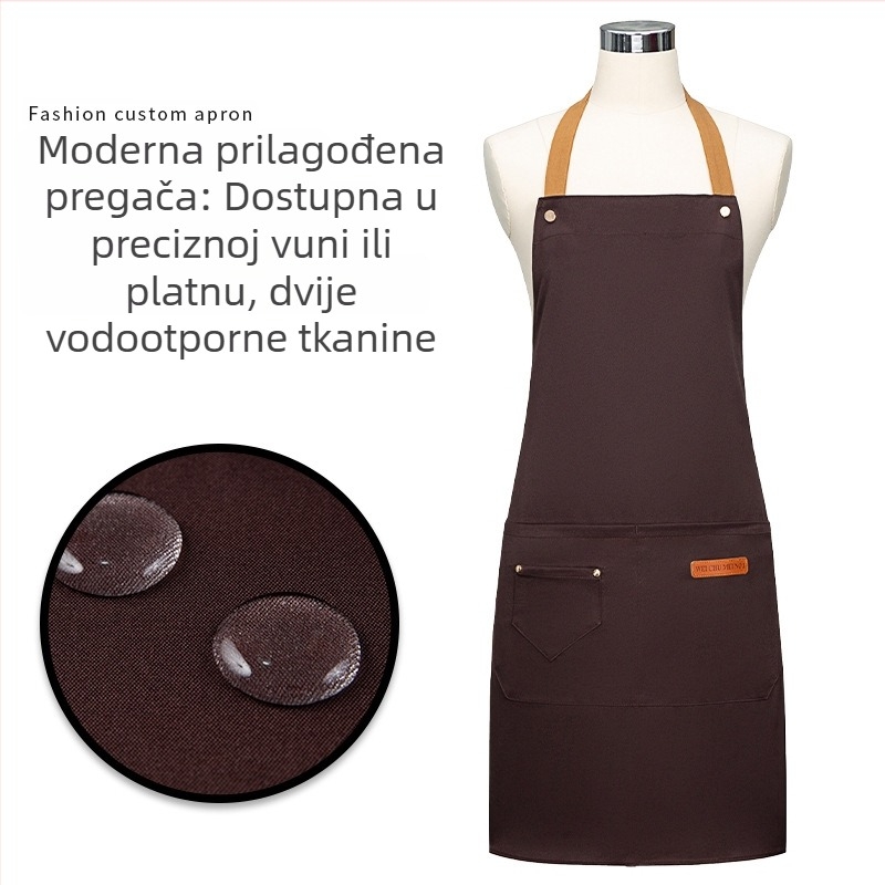 Vodootporna platnena pregača s vlastitim logotipom, novi dizajn, za poslužitelje u dućanima mliječnog čaja, otporna na ulje, ženska radna odjela