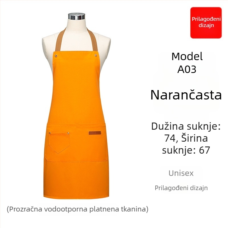 Vodootporna platnena pregača s vlastitim logotipom, novi dizajn, za poslužitelje u dućanima mliječnog čaja, otporna na ulje, ženska radna odjela