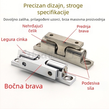 Dverni dodirni mehanizam s kuglicom – zaštitni bufer za vrata, cinkovo legura, kromirani završetak, zidni nosač