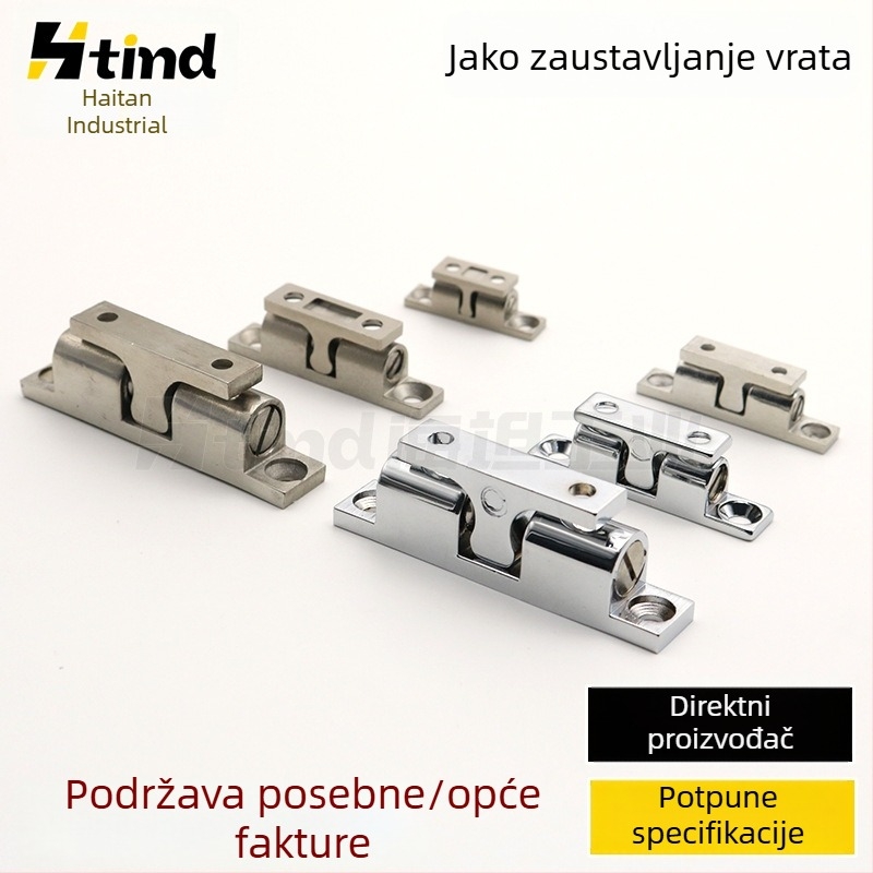 Dverni dodirni mehanizam s kuglicom – zaštitni bufer za vrata, cinkovo legura, kromirani završetak, zidni nosač