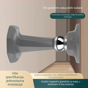 Snažan magnetski tiši bez bušenja držač za vrata, zidni nosač; za spavaće sobe i drvena vrata; zaštita od sudara za staklene kupaonske vrata
