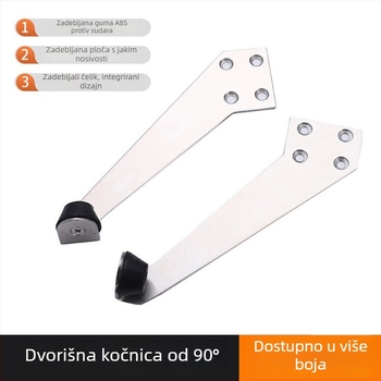 90° stopper za vrata za kupaonska vrata, podna montaža, nehrđajući čelik i plastika, model za lijeva i desna vrata, moderni minimalistički stil