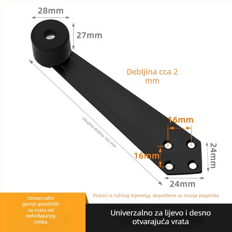 90° stopper za vrata za kupaonska vrata, podna montaža, nehrđajući čelik i plastika, model za lijeva i desna vrata, moderni minimalistički stil