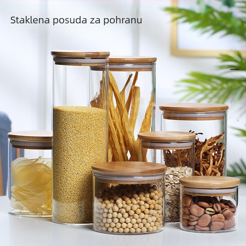 Staklena čajna posuda s brtvom, prozirni kuhinjski spremnik, japanskog stila, prijenosno, velike veličine, poklon kutija