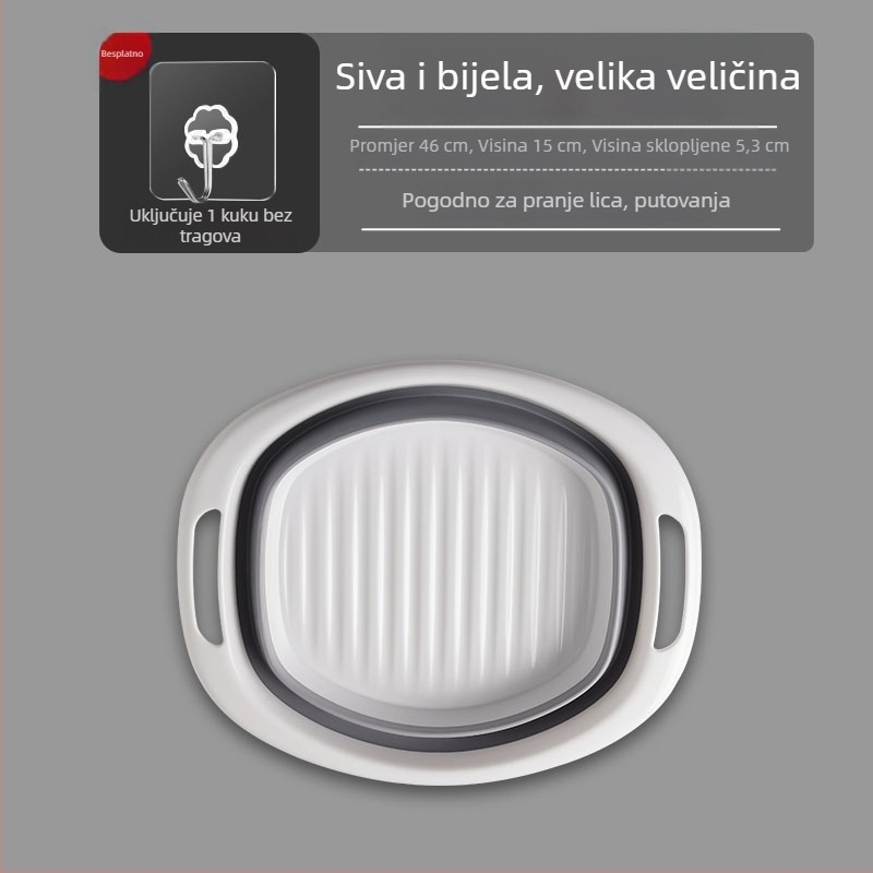 Sklopiva silikonska umivaona posuda, velika kapaciteta, kućna upotreba, prijenosna za putovanja, za pranje rublja i nogu