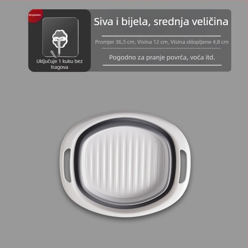 Sklopiva silikonska umivaona posuda, velika kapaciteta, kućna upotreba, prijenosna za putovanja, za pranje rublja i nogu