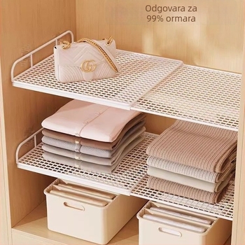 Zidni proširivi organizator garderobe s dijeličem i organizatorom za cipele