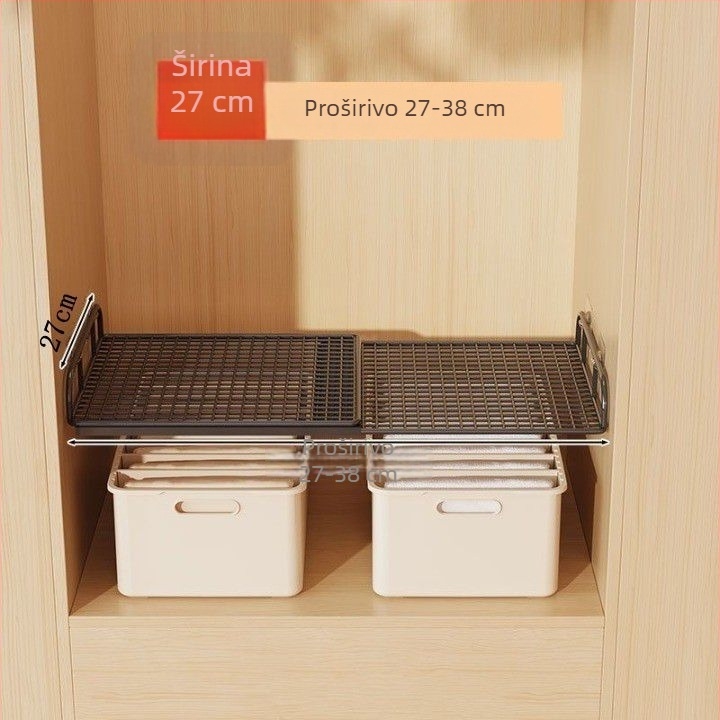Zidni proširivi organizator garderobe s dijeličem i organizatorom za cipele