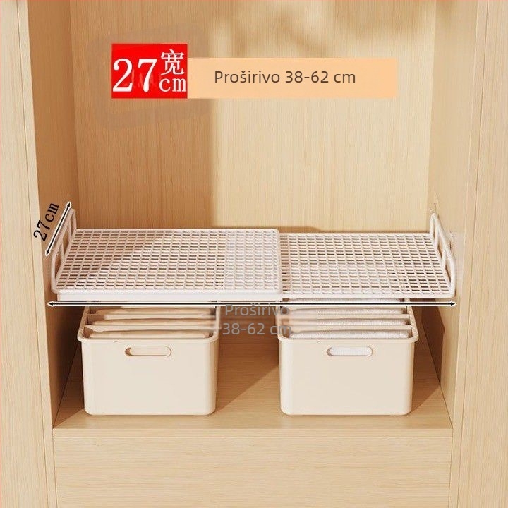 Zidni proširivi organizator garderobe s dijeličem i organizatorom za cipele
