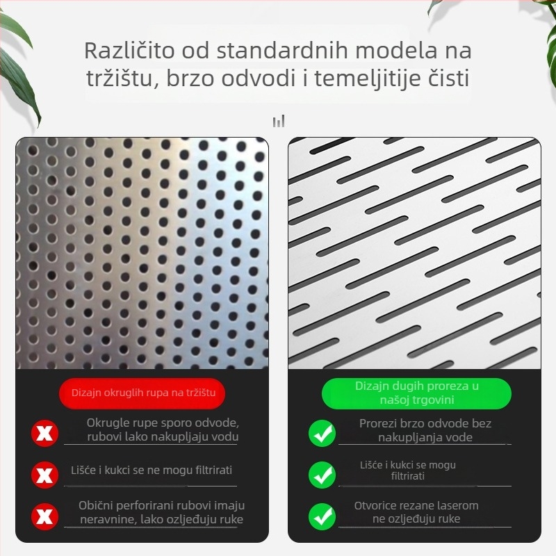 Pravokutna nehrđajuća čelična košara za odvod u sudoperi