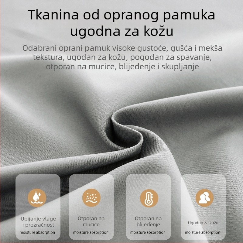 Oprani pamukasti fiksirani plahtu s navlakom za krevet i zaštitom madraca – 100% pamuk, jednobojno, moderan minimalistički stil