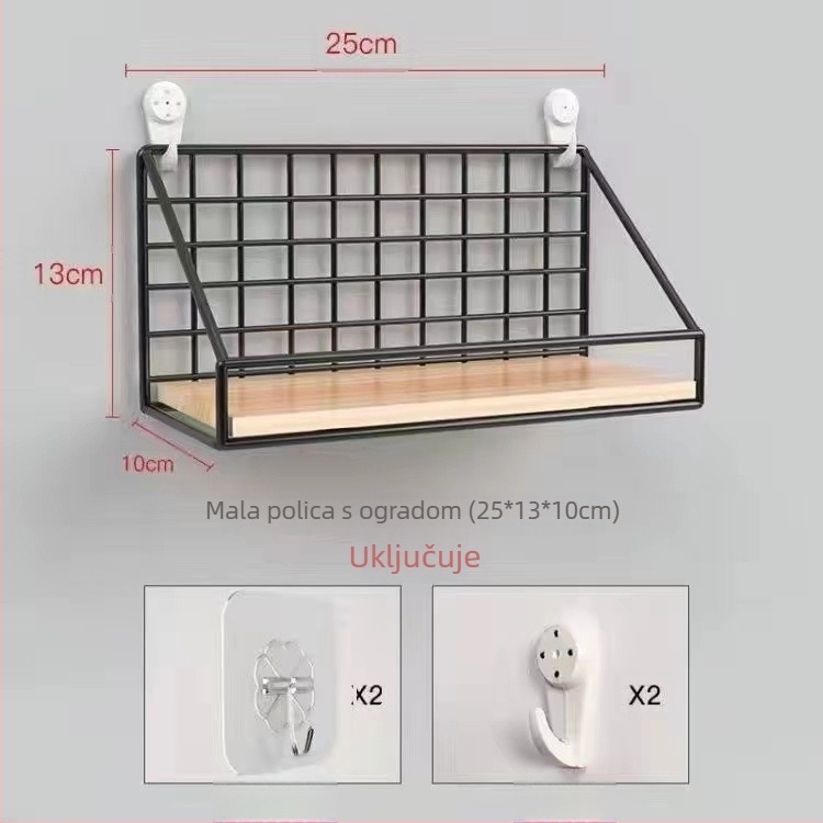 Zidni polica bez bušenja s kukom; viseći koš i prostor za pohranu za spavaću sobu i dom