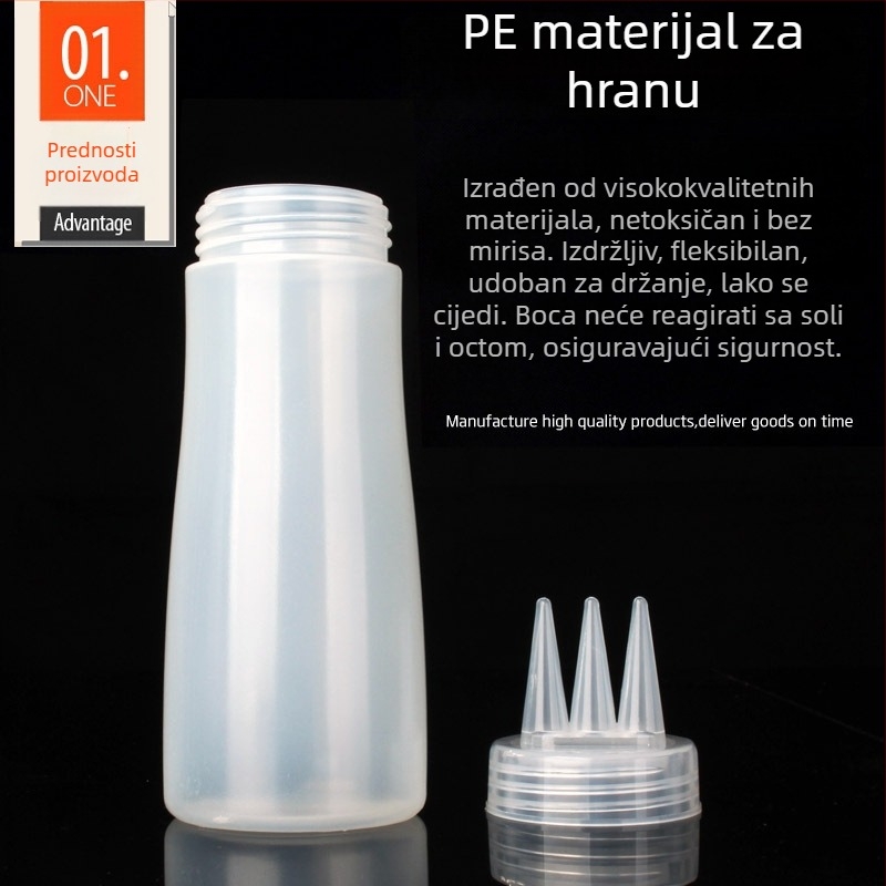 Set boca za sos s tri otvora, plastične boce za kečap i preljev, za kućnu i poslovnu upotrebu