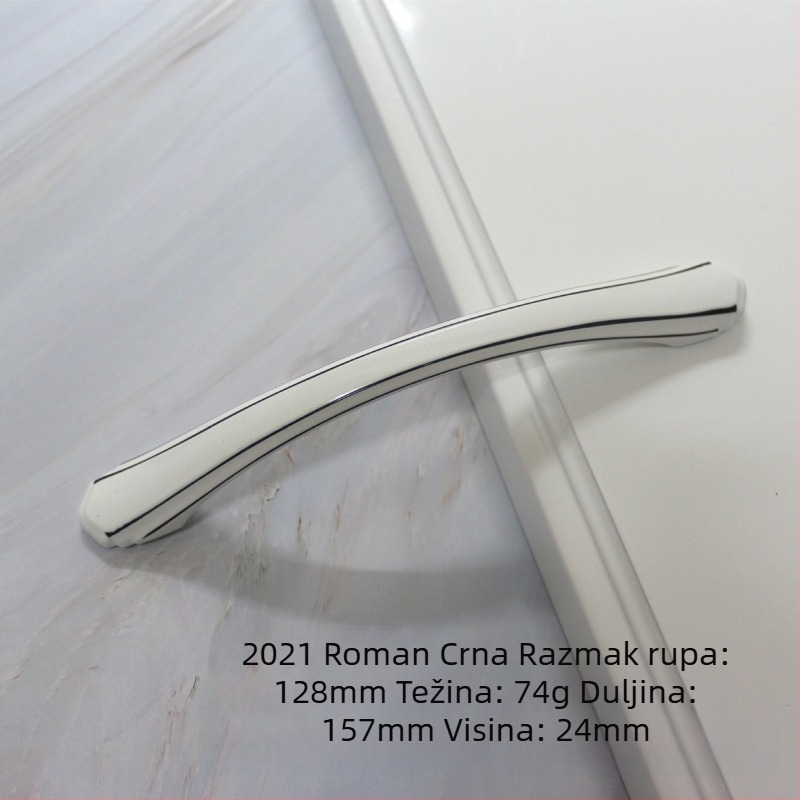 Unutarnja zakrivljena ručica za ormare s čvrstom bazom, crna s luksuznim zlatnim završnim slojem