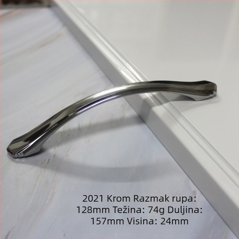 Unutarnja zakrivljena ručica za ormare s čvrstom bazom, crna s luksuznim zlatnim završnim slojem