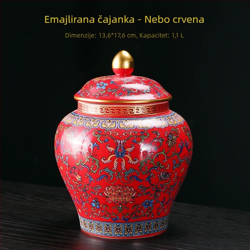 Retro emajlirana keramička posuda za čaj, vodootporna hermetička posuda za crni i zeleni čaj, mogućnost prilagođenog logotipa.