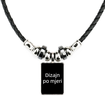 Obsidan muška ogrlica s zodijskim konstelacijama i privjeskom od perlica na užem lancu