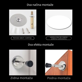 Novi hidraulični doraz za vrata, bez bušenja, teleskopskog dizajna protiv udara, gornji dio od nehrđajućeg čelika, gumeni dio, tiši zaštitnik za staklena vrata