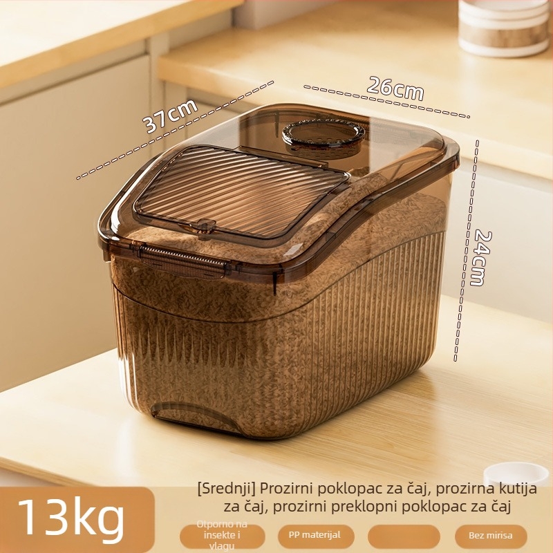 Kutija za skladištenje riže, hermetički zatvorena, otporna na vlagu i štetnike, kapacitet 15 kg, kuhinjska kutija za pohranu
