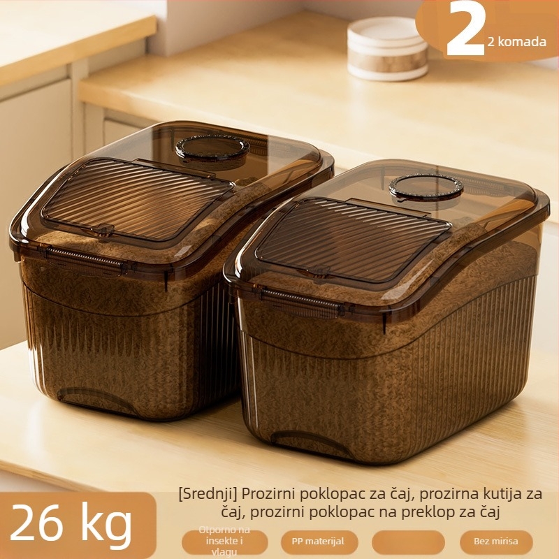 Kutija za skladištenje riže, hermetički zatvorena, otporna na vlagu i štetnike, kapacitet 15 kg, kuhinjska kutija za pohranu