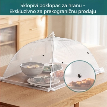 Sklopivi mrežasti poklopac za hranu, kvadratni bijeli čipkasti poklopac za kuhinju, otporan na insekte i prašinu