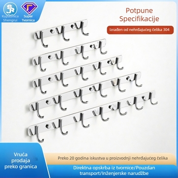 304 nehrđajući čelik, bez bušenja, snažni zidni vješalice za kuhinju i kupaonicu – niz vješalica za pohranu na zidu