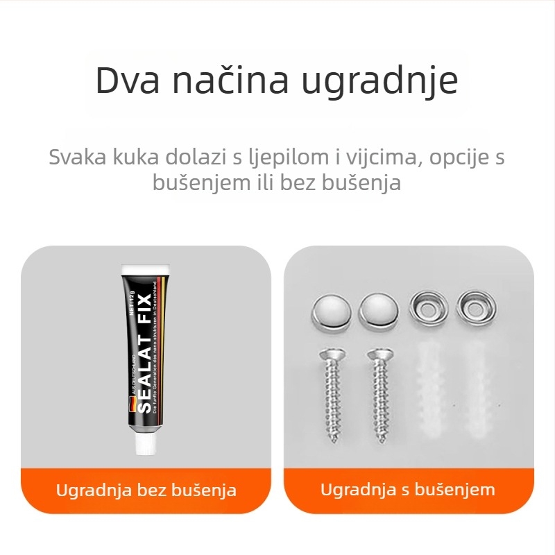 304 nehrđajući čelik, bez bušenja, snažni zidni vješalice za kuhinju i kupaonicu – niz vješalica za pohranu na zidu