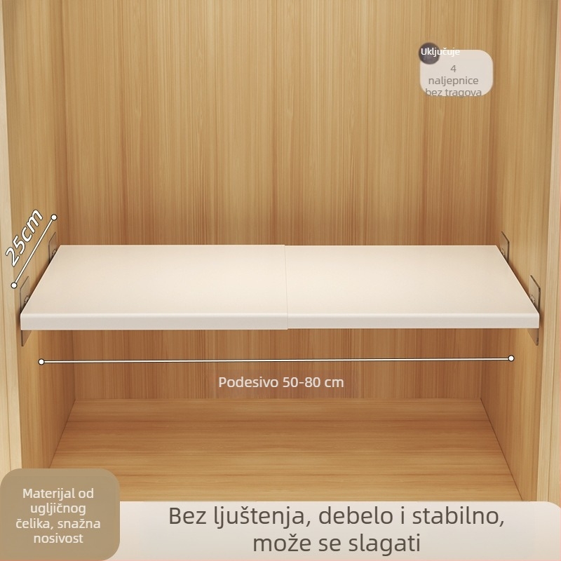 Ormarić s podjelom pregradama i pomičnim unutarnjim policama od karbonskog čelika, zidni montažni sustav, proširivo skladištenje