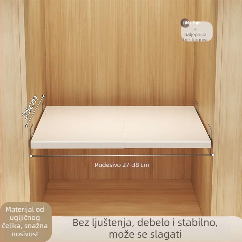 Ormarić s podjelom pregradama i pomičnim unutarnjim policama od karbonskog čelika, zidni montažni sustav, proširivo skladištenje