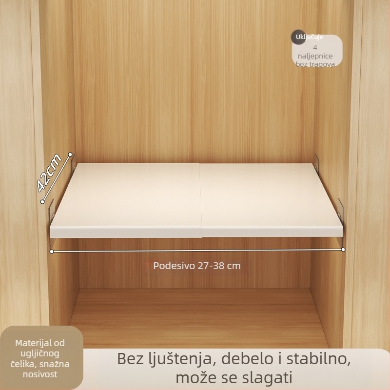 Ormarić s podjelom pregradama i pomičnim unutarnjim policama od karbonskog čelika, zidni montažni sustav, proširivo skladištenje