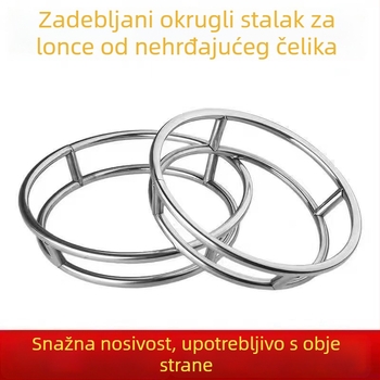 Dvostrani stalni držač za posude od nehrđajućeg čelika, izolirani kuhinjski spremnik, držač za velike žlice, protupožarna podložnica za šerpe, dvostruki sloj podloge